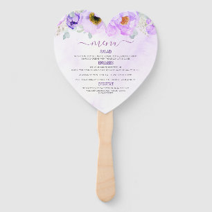 Purple Floral Pumpkins Fall Party Menu Hand Fan