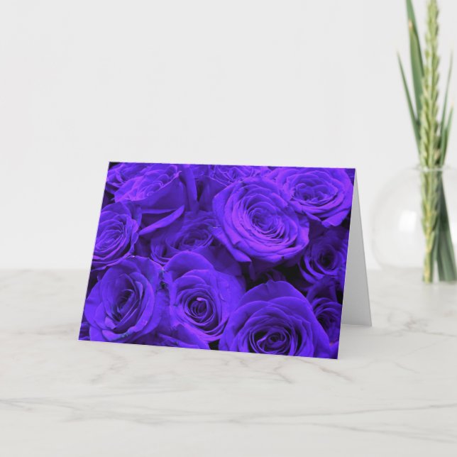Purple floral purple flowers purple roses card (Front)