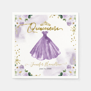 Purple Floral Quinceanera Napkins