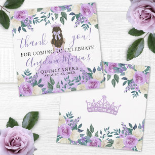 Purple Floral Quinceanera Thank You Card