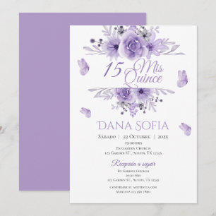 Purple Floral Quincenera Invitation Spanish