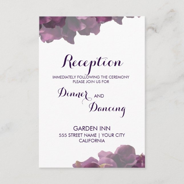 Purple Floral Reception Card (Front)