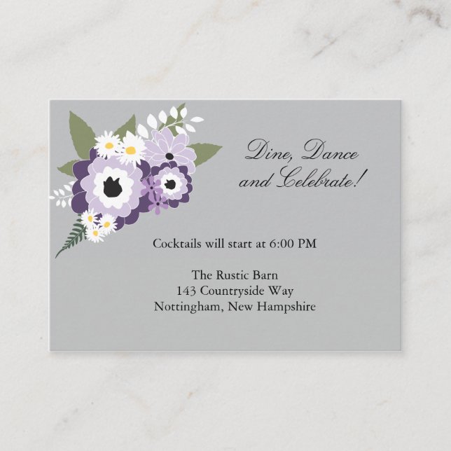 Purple Floral | Reception Card (Front)