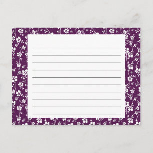 Purple Floral Recipe Card