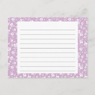 Purple Floral Recipe Card