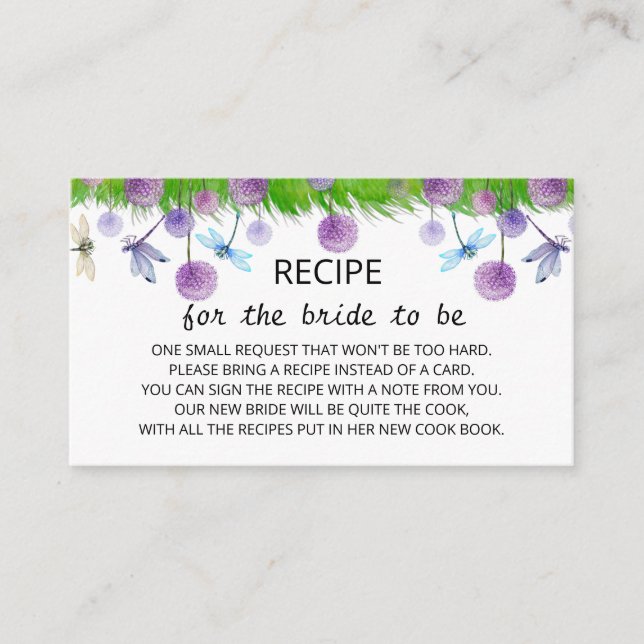 Purple Floral Recipe  Enclosure Card (Front)