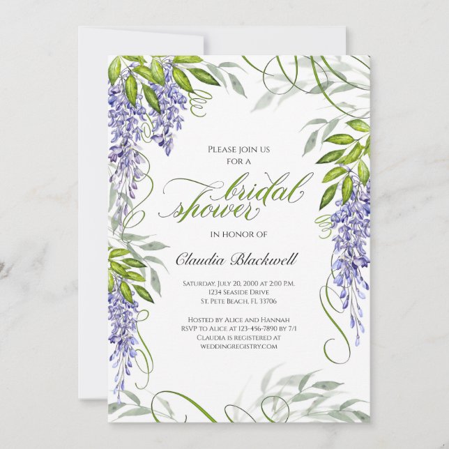 Purple Floral Regency Bridal Shower Invitation (Front)
