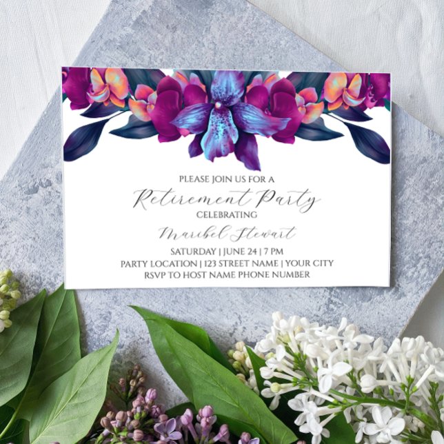 Purple Floral Retirement Party Invitation (Creator Uploaded)