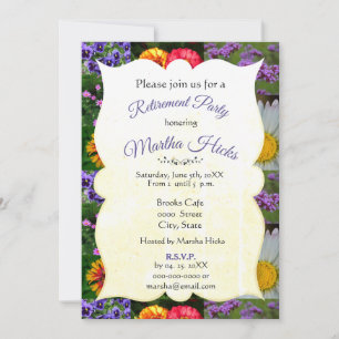 Purple Floral Retirement Party Invitation