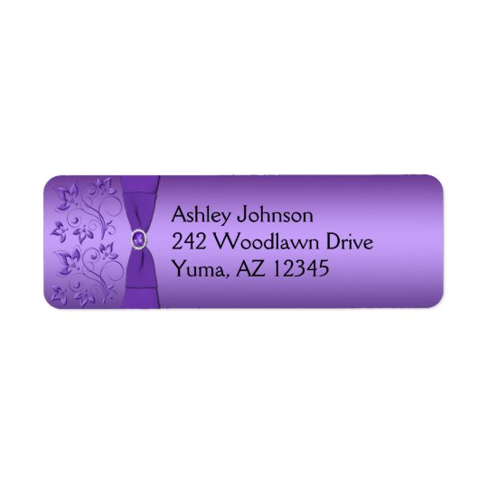 Purple Floral Return Address Label