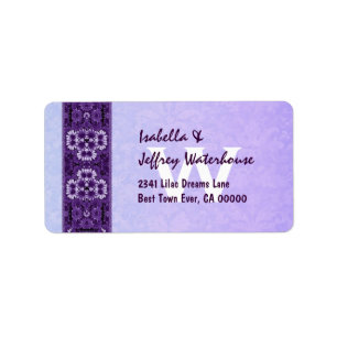 Purple Floral Ribbon with Monogram Wedding G206 Label