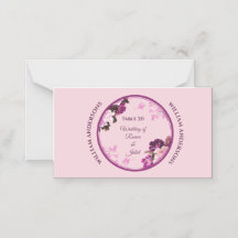 Purple Floral Ring Wedding Place Card