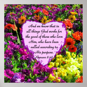 PURPLE FLORAL ROMANS 8:28 PHOTO DESIGN POSTER