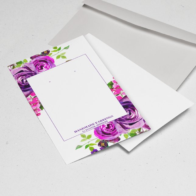 Purple Floral Romantic Earrings Display  Business Business Card (Creator Uploaded)