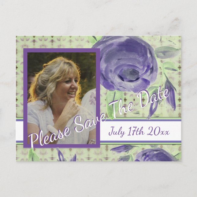 Purple Floral Rose Design Postcard (Front)