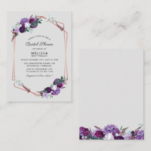 Purple Floral Rose Gold Frame Bridal Shower Budget Card