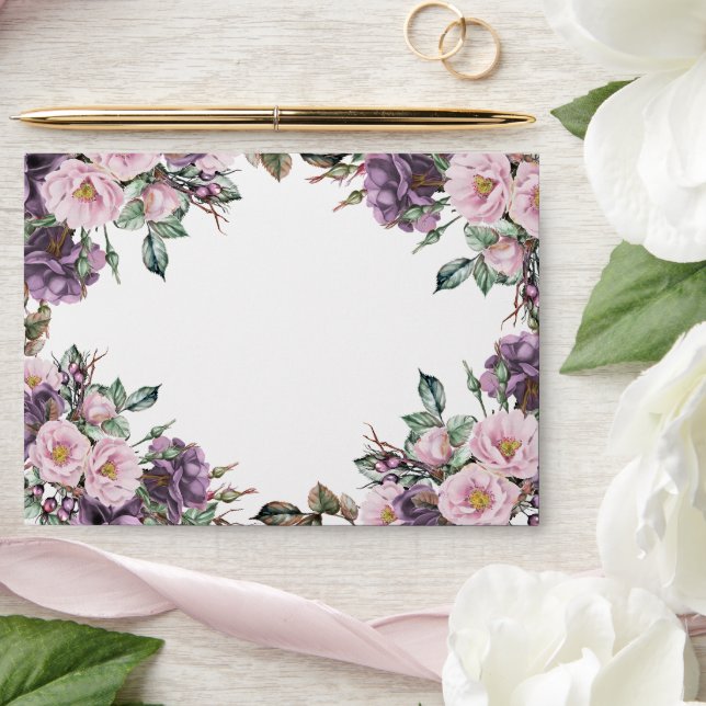 Purple Floral Roses Envelope (Wedding)