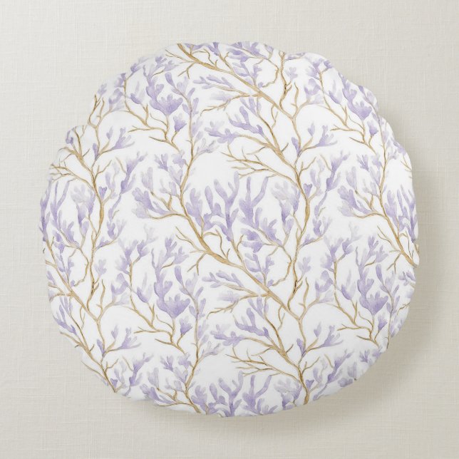Purple Floral Round Cushion (Front)