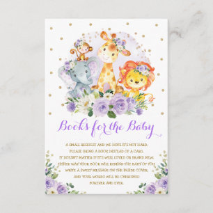 Purple Floral Safari Wild Animals Books for Baby Enclosure Card