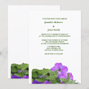 Purple Floral Sage Green Violet Flowers Wedding Invitation
