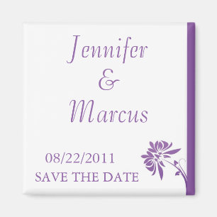 Purple Floral Save the Date Magnet