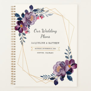 Purple Floral Script Geometric Wedding Planner