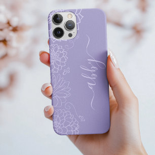 Purple Floral Script iPhone / iPad case