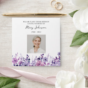 Purple Floral Seed Packet Memorial Funeral Envelope