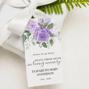 Purple Floral Seed Packet Memorial Funeral Gift Tags