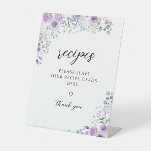 Purple Floral Share a Recipe Bridal Shower Sign