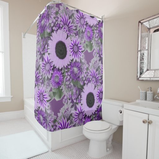 Image of Purple Floral Shower Curtain