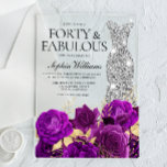 Purple Floral & Silver Dress 40th Birthday Party Acrylic Invitations<br><div class="desc">Purple Floral & Silver Dress 40th Birthday Party Invitation

See matching collection in Niche and Nest Store

Many thanks</div>