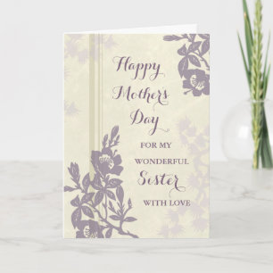 Purple Floral Sister Happy Mother's Day Card