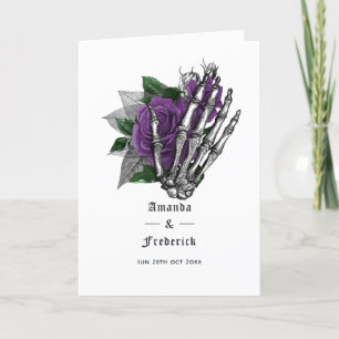 Purple Floral Skeleton Gothic Wedding Programme