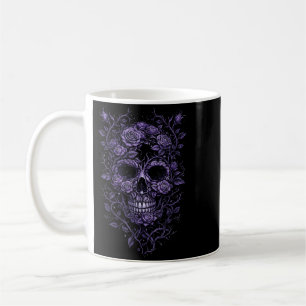 Purple Floral Skull Gothic Goth Girl Dark Coffee Mug