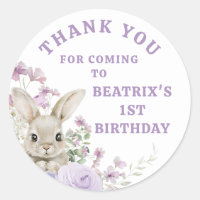 Purple Floral Some Bunny Turning One 1st Birthday