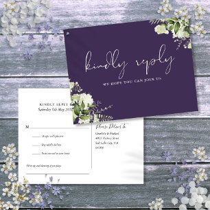 Purple Floral Song Request RSVP Postcard