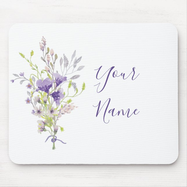 Purple floral spray custom  mouse mat (Front)