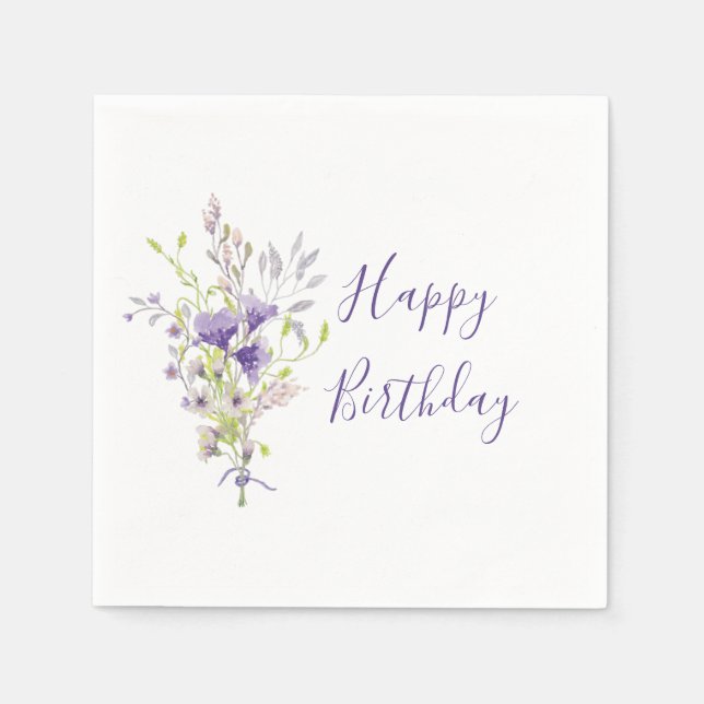 Purple floral spray custom  napkin (Front)