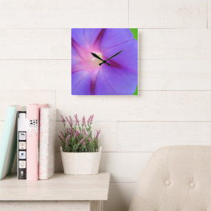 Purple Floral Square Wall Clock