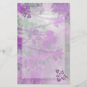 Purple Floral Stationery