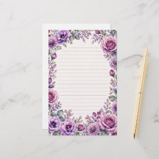 Purple Floral. Stationery