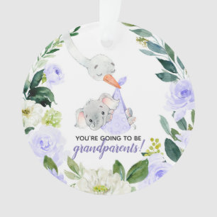 Purple Floral Stork You're Going To Be Grandparent Ornament