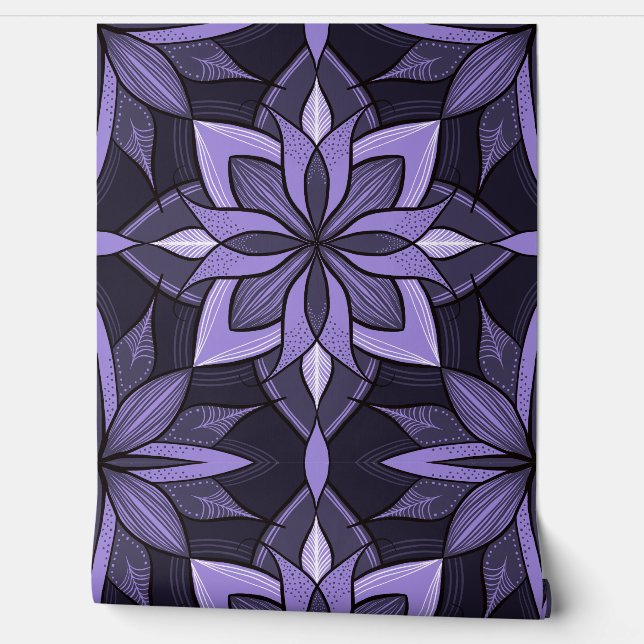 Purple Floral Stylish Gothic Wallpaper (Unrolling)