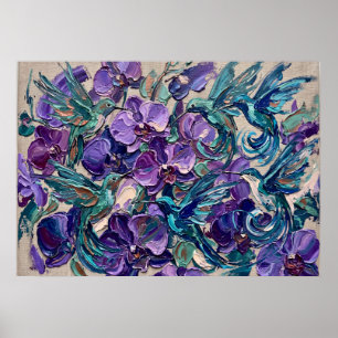 Purple Floral Swirl Abstract Poster