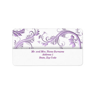Purple floral swirl address label