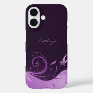 Purple Floral Swirl iPhone 16 Case