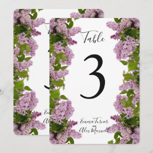 Purple Floral   Table number cards