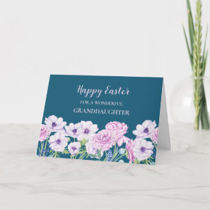 Purple Floral Teacher Happy Granddaughter Holiday Card