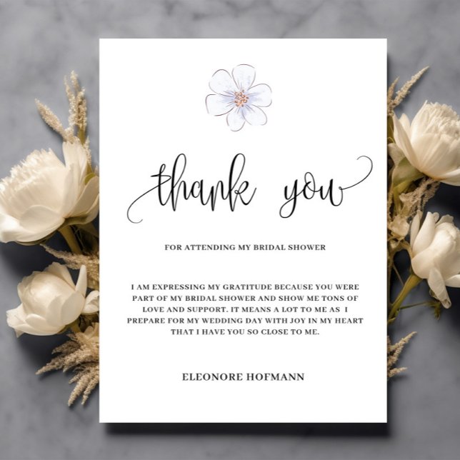 Purple Floral  Thank you Bridal Shower Card (Creator Uploaded)